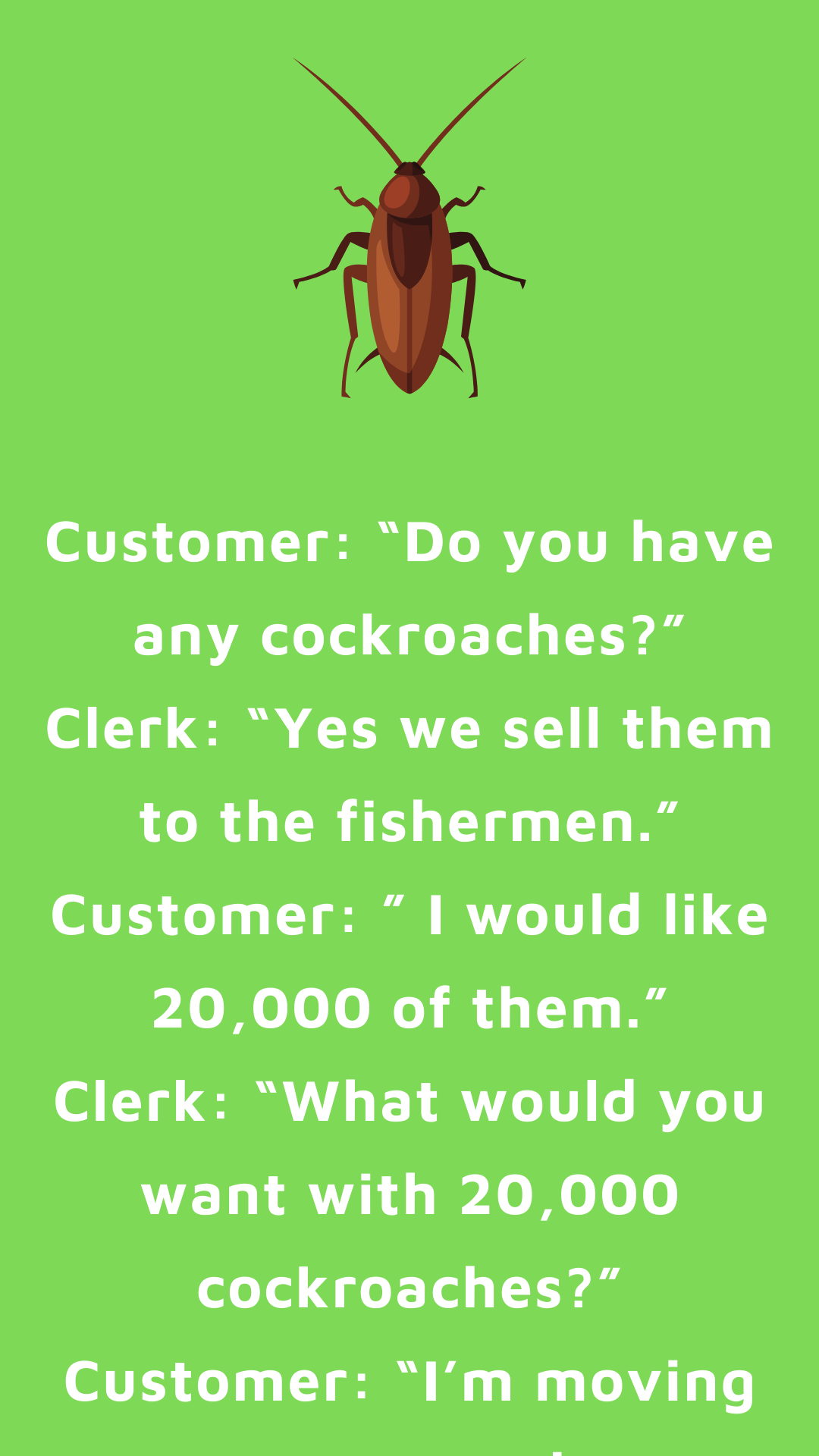 Do you have any cockroaches? - Joke Book