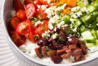 Greek-Style Cottage Cheese Bowl with Cucumber, Olives and Herbs
