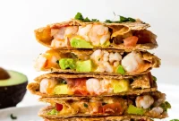 Cheesy Shrimp Quesadilla with Spicy Lime Sauce