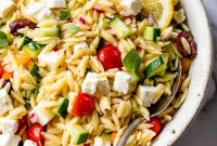 Greek Orzo Salad Recipe with Feta, Cucumber and Olives