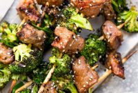 Grilled Soy-Marinated Beef and Broccoli Skewers Recipe