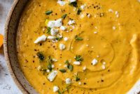Creamy Roasted Butternut Squash Soup with Feta