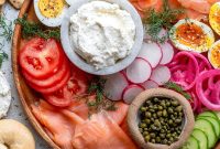 Smoked Salmon Platter with Cream Cheese, Capers and Dill