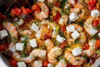 Greek Shrimp Saganaki with Feta, Tomatoes and Garlic
