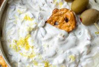Dirty Martini Dip Recipe with Olives and Creamy Cheese