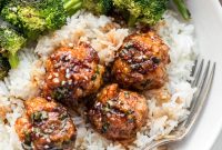 Sticky Ginger Soy Asian Chicken Meatballs