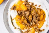 Warm Peach Crisp Yogurt Bowl with Honey Granola