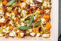 Baked Butternut Squash with Goat Cheese and Pistachios