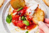 Creamy Whipped Ricotta Caprese Dip with Cherry Tomatoes