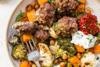 Sheet Pan Meatballs with Chickpeas, Cauliflower and Butternut