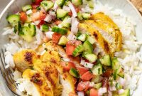 Mediterranean Feta-Brined Chicken Bowl with Shirazi Salad