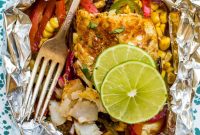 Foil Packet Fish Tacos with Lime Slaw