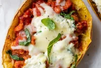 Spaghetti Squash Lasagna Boats with Italian Sausage