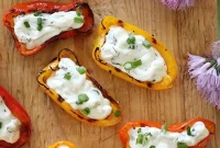 Grilled Rainbow Peppers with Herbed Cream Cheese Recipe