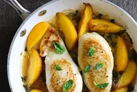 Pan-Seared Basil and Peach Chicken Breasts