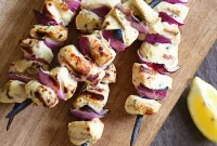 Zesty Lemon Dijon Chicken Skewers