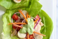 Tuna Lettuce Wraps with Creamy Avocado Yogurt Dressing
