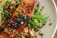 Soy Ginger Salmon with Farro and Asian Vegetables