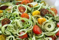 Spiralized Zucchini Noodles with Tomato Pesto Recipe