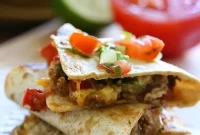 Picadillo Quesadillas with Ground Beef and Melted Cheese