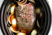 Slow Cooker French Dip Sandwich with Caramelized Onions