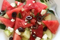 Chilled Watermelon, Cucumber and Feta Salad Recipe