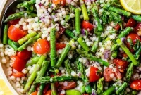 Zesty Lemon Asparagus Couscous Salad with Cherry Tomatoes