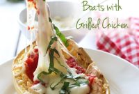 Baked Cheesy Spaghetti Squash Boats with Grilled Chicken Recipe