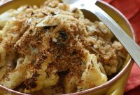 Crispy Garlic Roasted Cauliflower with Toasted Asiago Breadcrumbs