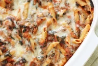 Oven-Baked Pasta with Italian Sausage and Spinach
