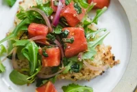 Crispy Baked Chicken Milanese with Arugula and Tomatoes