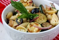Warm Corn and Zucchini Pasta Salad