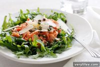 Arugula Salad with Salmon, Capers, and Shaved Parmesan