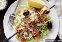 Grilled Mediterranean Chicken Kebab Salad with Tzatziki