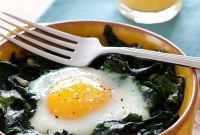 Baked Eggs with Wilted Baby Spinach Recipe
