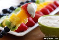 Rainbow Fruit Skewers Recipe with Creamy Yogurt Dip