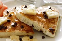 Heart-Shaped Banana Pancakes with Chocolate Chips