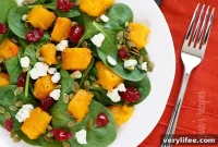 Roasted Butternut Squash and Spinach Salad with Gorgonzola