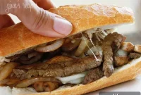 Steak and Cheese Sandwich with Caramelized Onions and Mushrooms