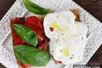 Tomato, Fresh Mozzarella and Roasted Peppers on Whole Wheat