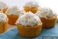 Pina Colada Cupcakes with Coconut Rum Frosting