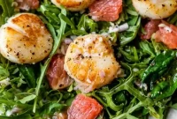 Seared Scallop and Grapefruit Salad with Arugula and Spinach