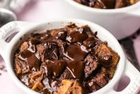 Warm Chocolate Bread Pudding Recipe with Vanilla Sauce