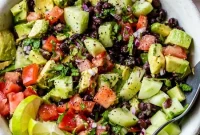 Black Bean Avocado Salad with Cucumber and Tomato