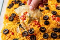 Layered Taco Dip with Cream Cheese, Salsa and Cheddar