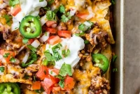 Loaded Ground Turkey Nachos with Beans and Melted Cheese