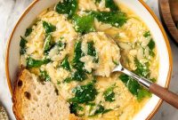 Classic Italian Stracciatella Soup with Spinach and Orzo