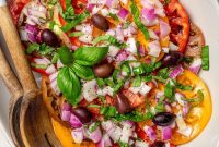 Heirloom Tomato Salad with Kalamata Olives and Fresh Basil