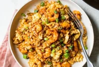 Spicy Shrimp Fried Rice Recipe with Garlic and Scallions