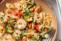 Shrimp and Zucchini Pasta with Light Tomato Sauce